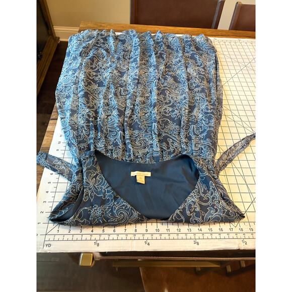 Jonathan Martin SILK V Neck Sleeveless Blue Paisley A Line Dress Back Tie 6 - Picture 11 of 13